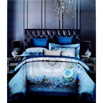 Francouzské saténové povlečení modré