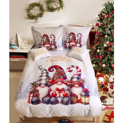 7 dílné Vánoční povlečení bratři skřítkové s dárky