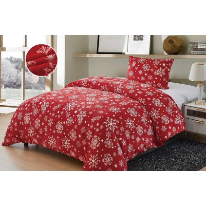 Povlečení mikroplyš Vločka červená