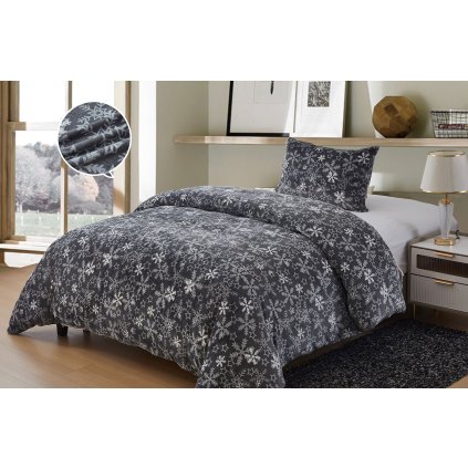 Povlečení mikroplyš vločka šedá