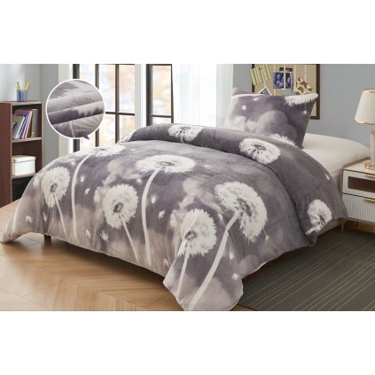 Povlečení mikroplyš Pampeliška šedá