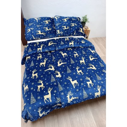 Povlečení mikroplyš Jelen Královsky modrá