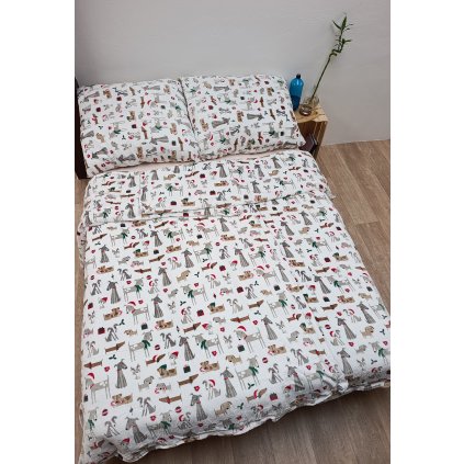 Povlečení mikroplyš Vánoční pejsci