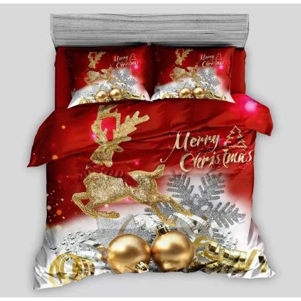 3-dílné Vánoční povlečení Zlatý jelen