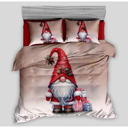 3-dílné Vánoční povlečení Skřítek Štědroníček