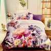4dílné povlečení 3D květ fialove