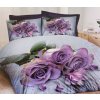 4dílné povlečení 3D fialové růže