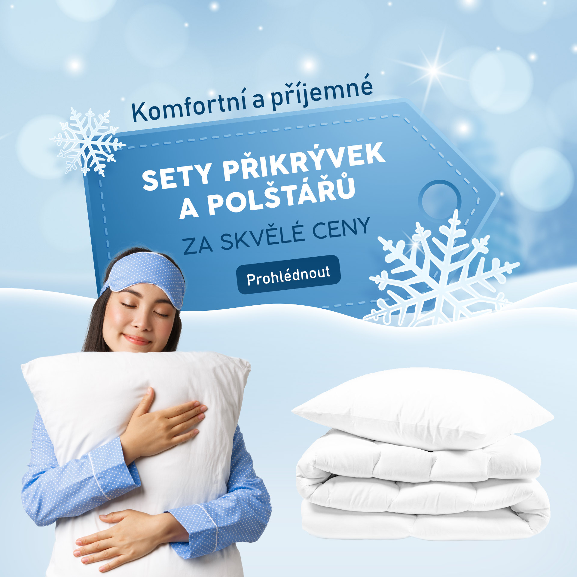 Sety přikrývek a polštářů