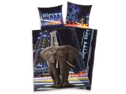 HERDING Povlečení BIG CITY ELEPHANT 140X200+70X90 slon