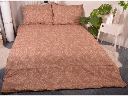 Francouzské bavlněné povlečení LEAF IN BROWN 220x200/90x70