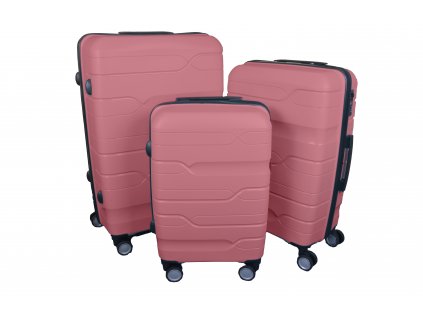 Sada 3 skořepinových kufrů PP02 (Barva růžová)