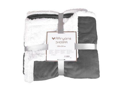 Deka s beránkem Sherpa tmavě šedá 200x220 cm
