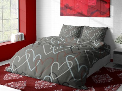 Aaryans flanelové povlečení Lovela šedé 140x200/70x90cm