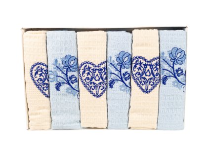 Dárková sada vaflových utěrek 6 ks Srdce