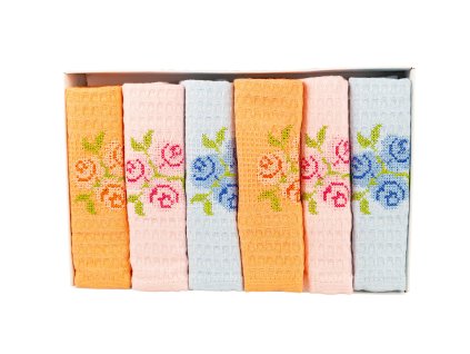 Dárková sada vaflových utěrek 6 ks Růže