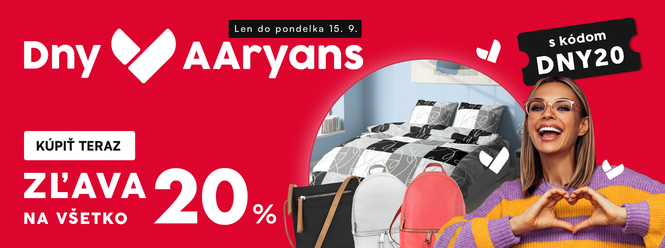 20 % zľava na všetko s kódom „DNY20“