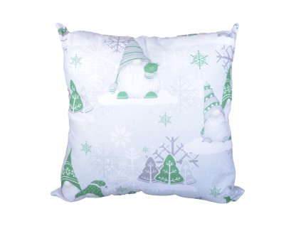 Vánoční polštářek Skřítci - zelený  40x40 cm