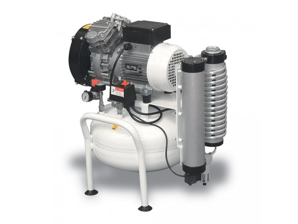 Dentálny kompresor Clean Air CLR-1,1-25M  príkon 1,1 kW, sací výkon 240 l/min, tlak 8 bar, vzdušník 25 l, napätie 230/50 V/Hz