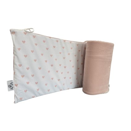 Mantinel plochý - Pudrové srdiečka (Vonkajšia strana Velvet - V2 staroružová)