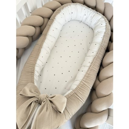 Hniezdo pre bábätko na mieru - Nude dots (Farba velvet látky 2 V1 - Svetloružová)