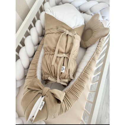 2212 set do postielky 3v1 tmava bezova a biela