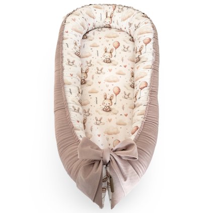 Hniezdo pre bábätko na mieru - Baby bunny (Farba velvet látky 2 V1 - Svetloružová)