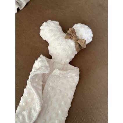 Mojkáčik myšiak s mašličkou (Farba mašle V10 - Biela, Farba minky M5 - Sivá)