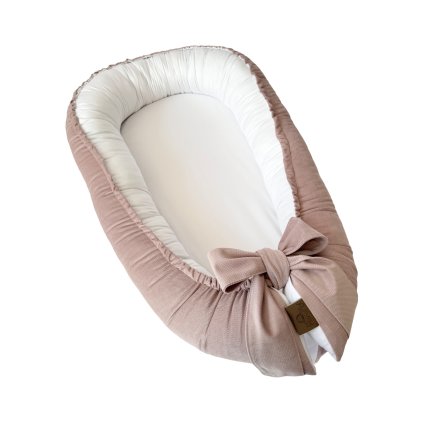 Hniezdo pre bábätko - Staroružová a biela (Veľkosť hniezda Veľkosť S ( 80cm ))