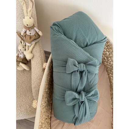 2746 muselinova zavinovacka pre babatko modrozelena mu10