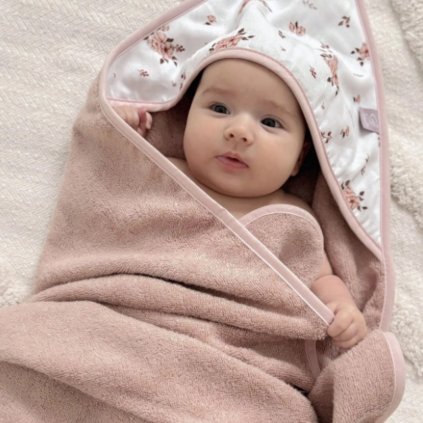 Bambusová osuška / deka s kapucňou - Little flowers