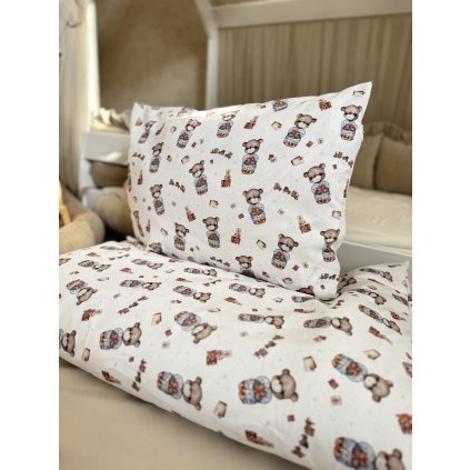 Vianočné obliečky na paplón a vankúš - Medvedík