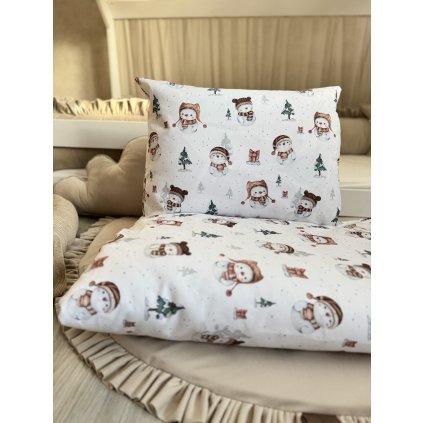 Vianočné obliečky na paplón a vankúš - Snehuliačik