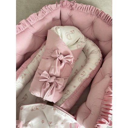Zavinovačka pre bábätko - Labuťky (Farba velvet látky 2 V1 - Svetloružová)