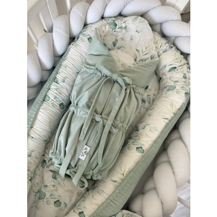 Zavinovačka pre bábätko - Eukalyptus (Farba velvet látky 2 V1 - Svetloružová)