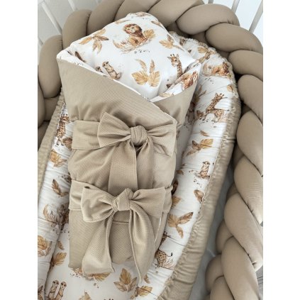 Zavinovačka pre bábätko - Safari (Farba velvet látky 2 V1 - Svetloružová)