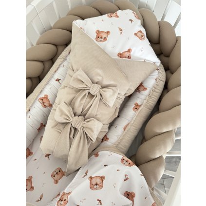 Zavinovačka pre bábätko - Macko (Farba velvet látky 2 V1 - Svetloružová)