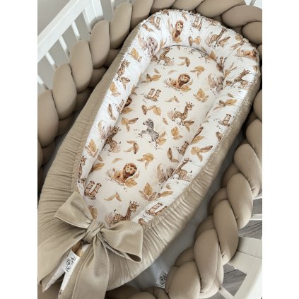 Hniezdo pre bábätko na mieru - Safari (Farba velvet látky 2 V1 - Svetloružová)