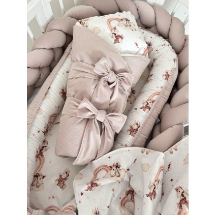 Zavinovačka  pre bábätko - Jednorožec (Farba velvet látky 2 V1 - Svetloružová)