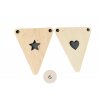 Drevená girlanda - Trojuholníky (Farba stuhy ST1 - Biela, Koncové trojuhólniky 1)