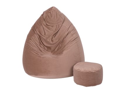 Sedací vak vrece 100x75 s podnožníkom béžová velur zamat