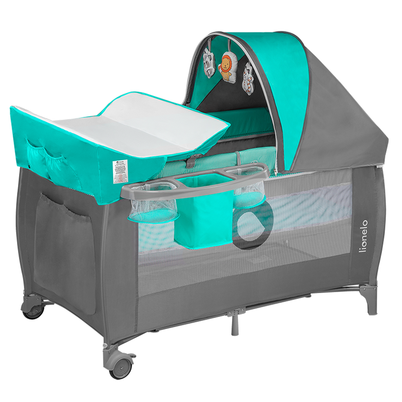 Cestovná postieľka SVEN PLUS TURQUOISE / GREY