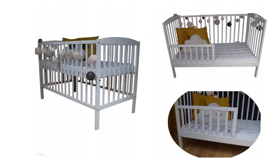 Drevená postieľka/pohovka+ zábrana SANDRA biela