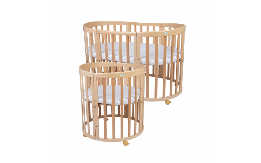 Detská rastúca postieľka 7v1 oval prírodná + set