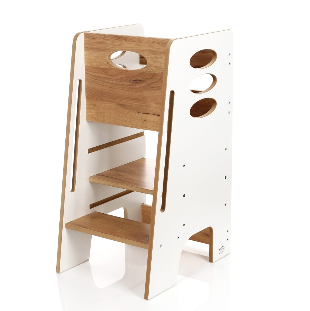 Učiaca veža montessori Safe 4 biela/dub