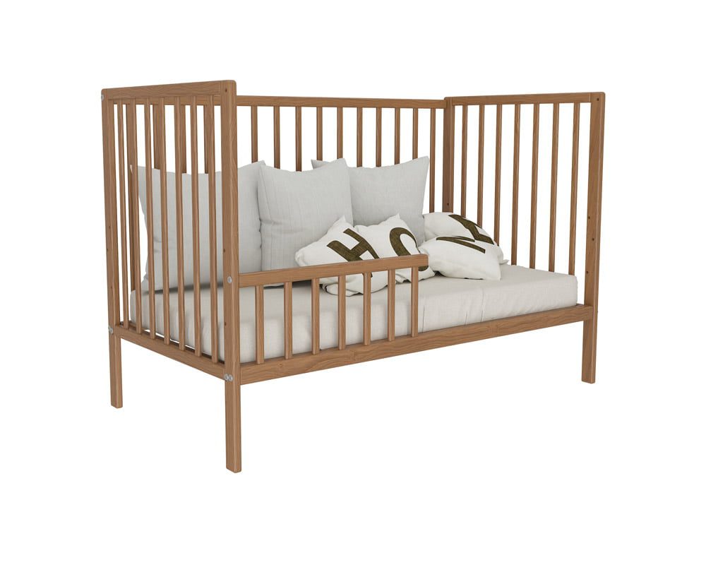 Drevená postieľka/pohovka+zábrana magda zlatý dub