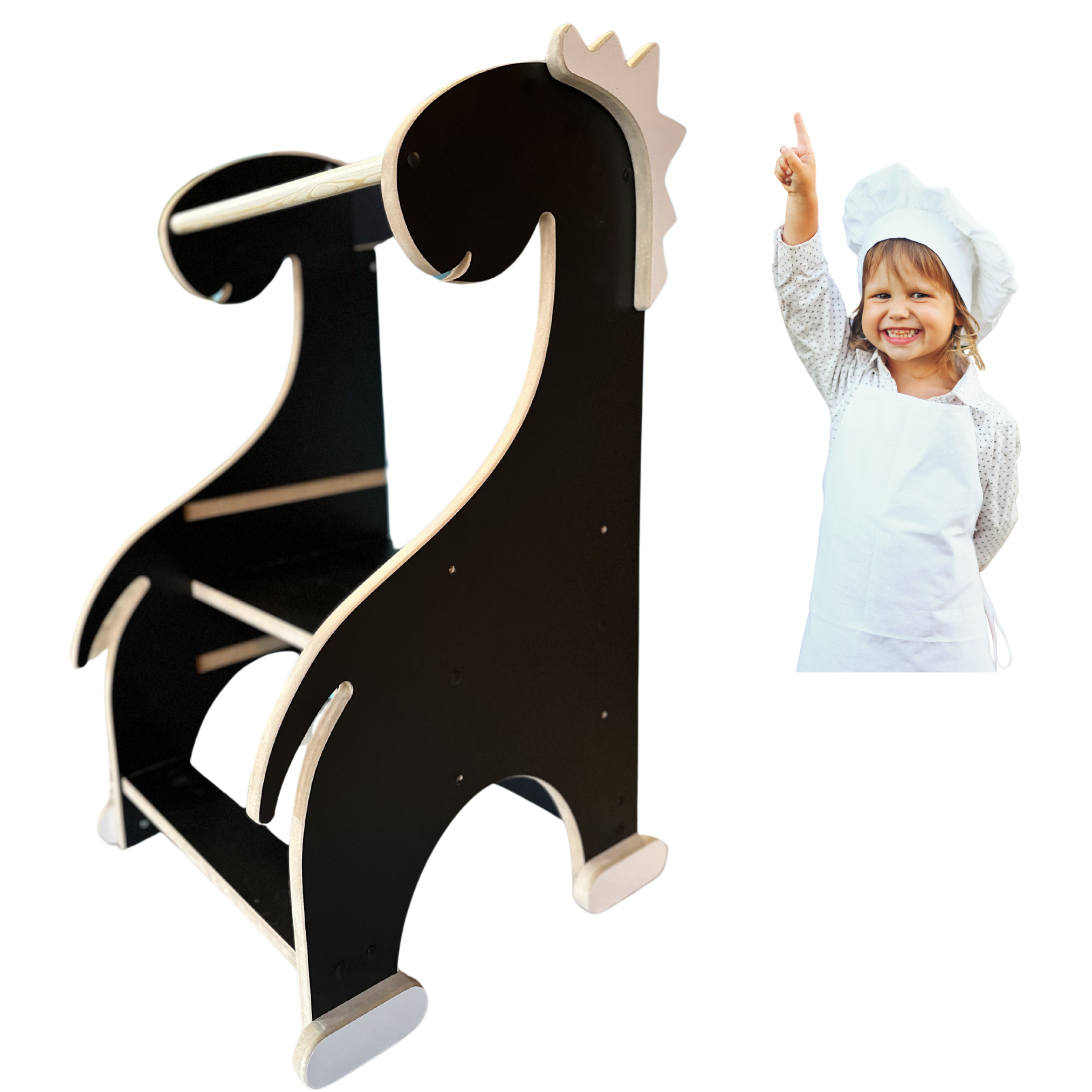 Učiaca veža montessori motív dinosaurus čierny