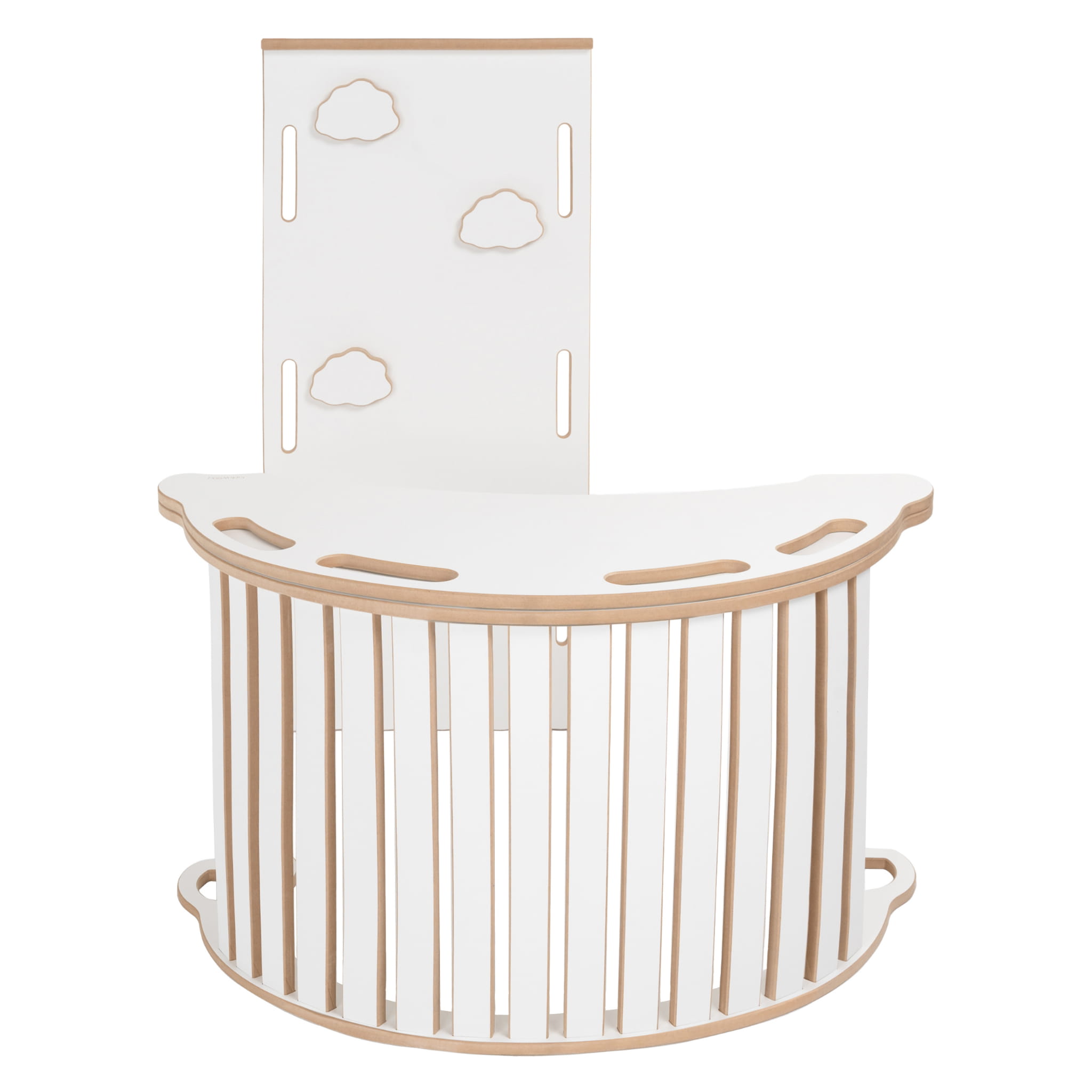 Montessori hojdačka so šmýkľavkou obláčik a pultom 3v1 biela