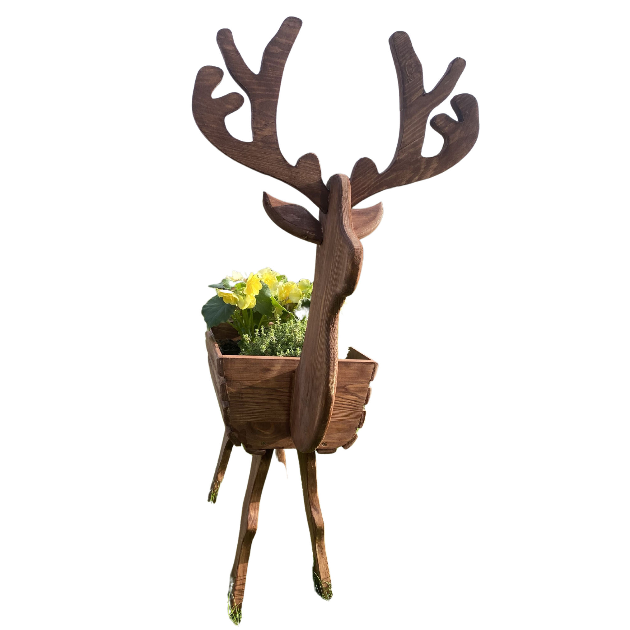 Drevený záhon/ kvetináč / stojan na kvety jeleň hnedý