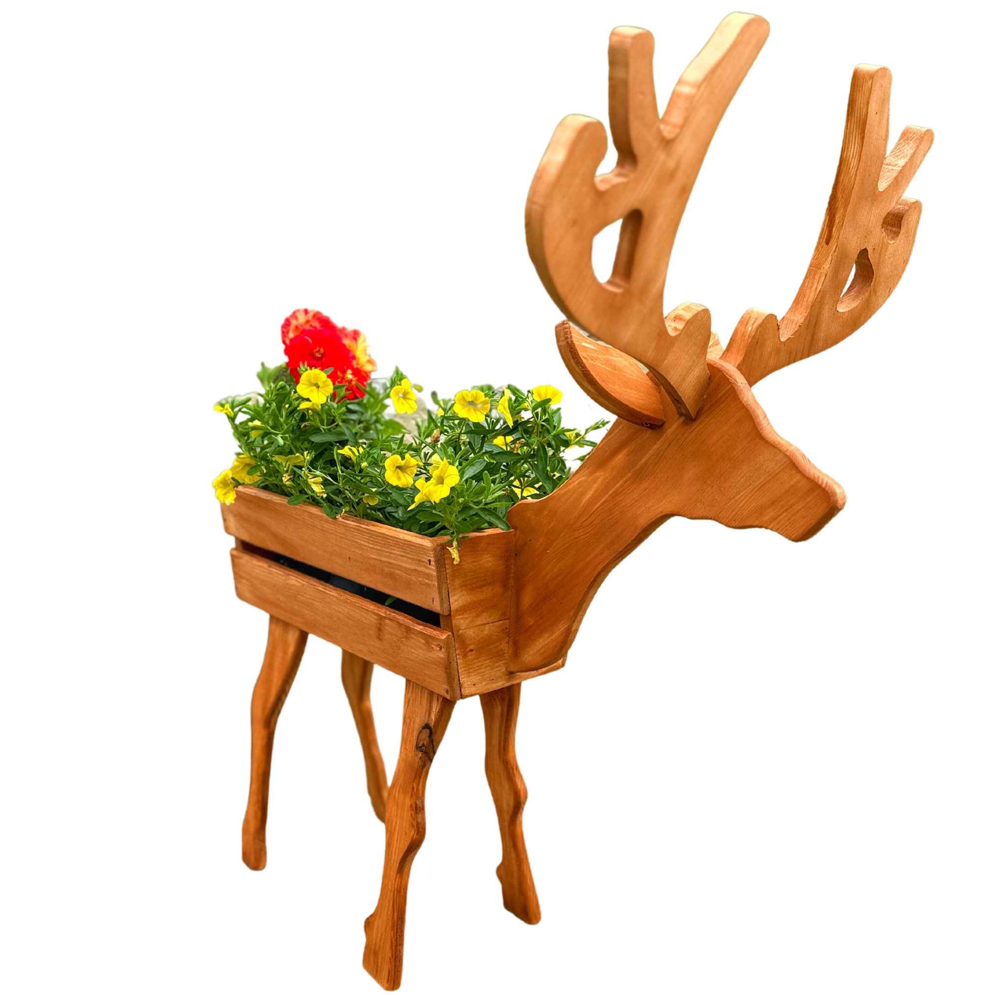 Drevený záhon/ kvetináč / stojan na kvety jeleň teak