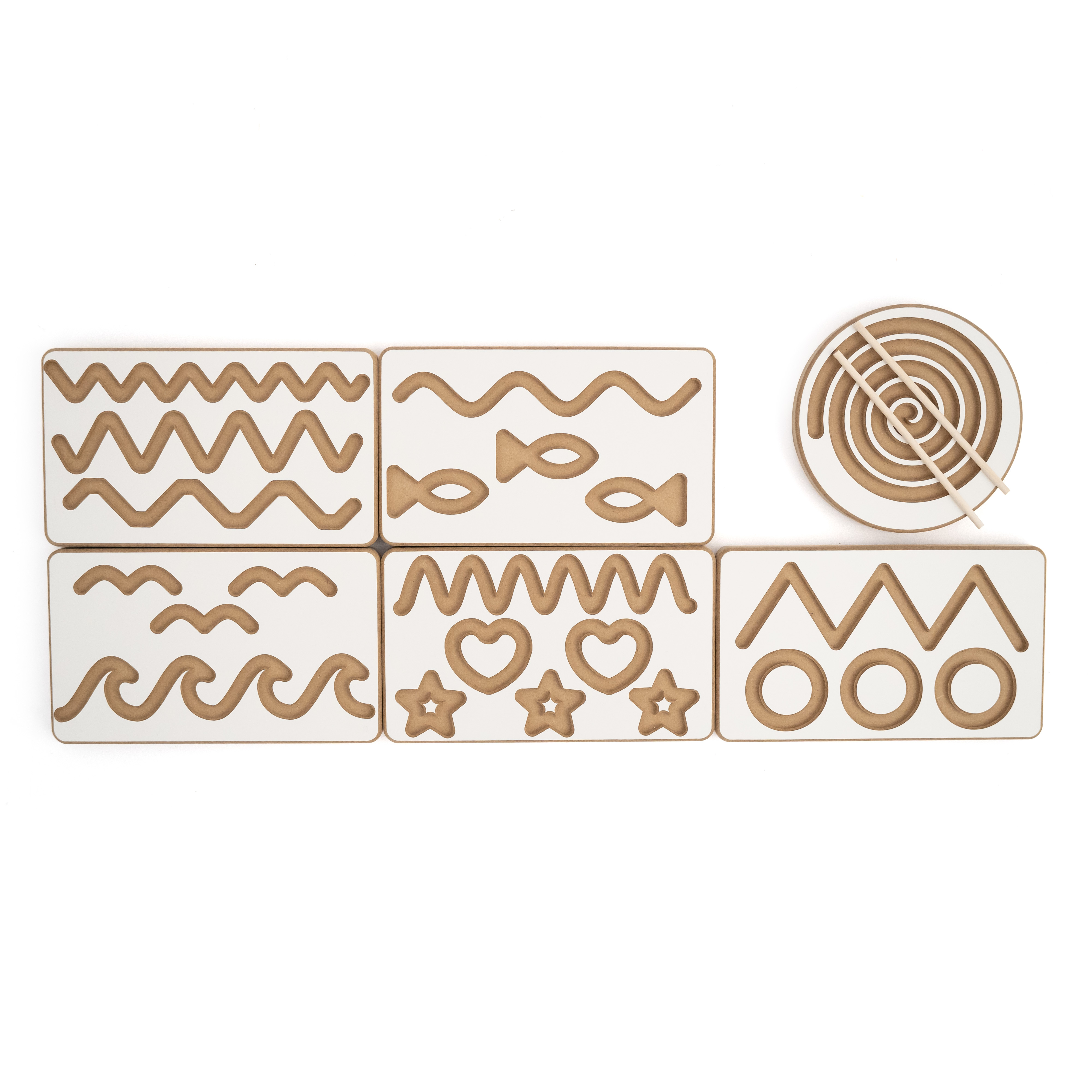 Grafomotorické dosky sada 6 kusov montessori